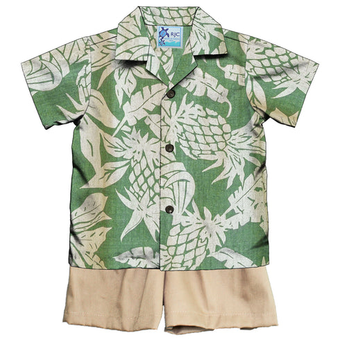 Hala Pineapples Hawaiian Aloha Boys 2pc Cabana Set
